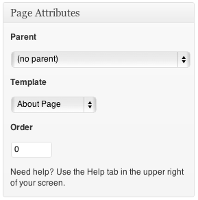 Page Attributes Panel